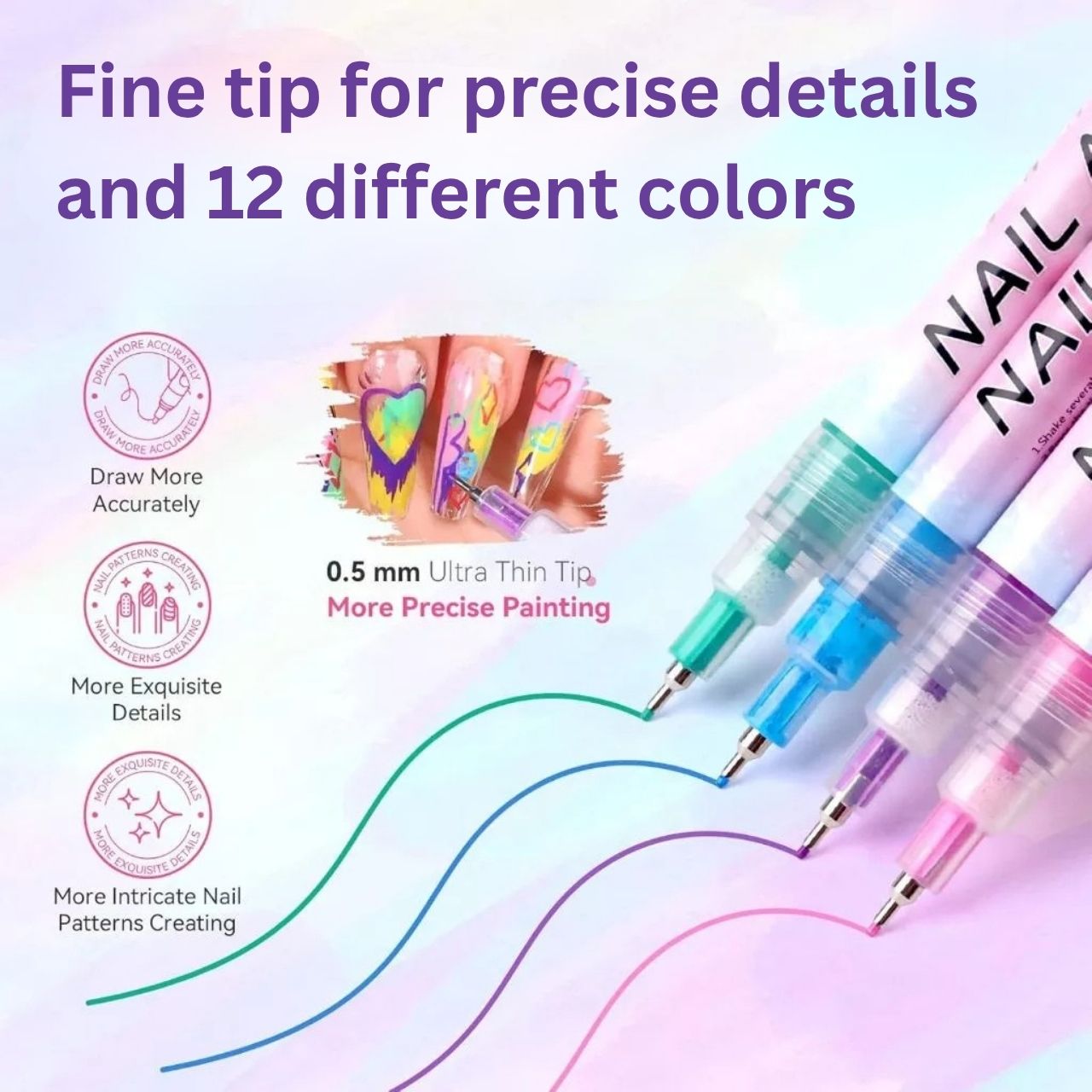 Set di penne colorate per pittura unghie, ArtNails - Image 7