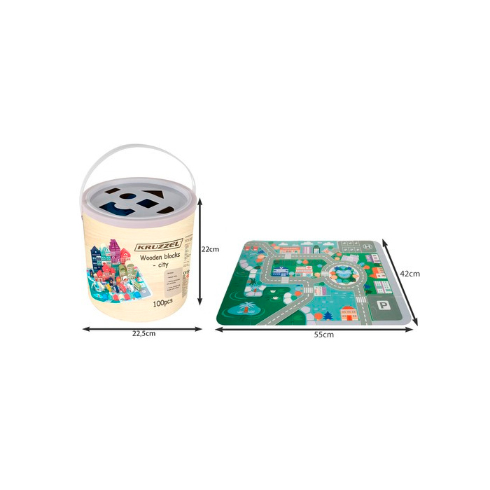 BlockCity, un set di blocchi di diverse forme con una comoda scatola e tappetino da gioco - Image 2