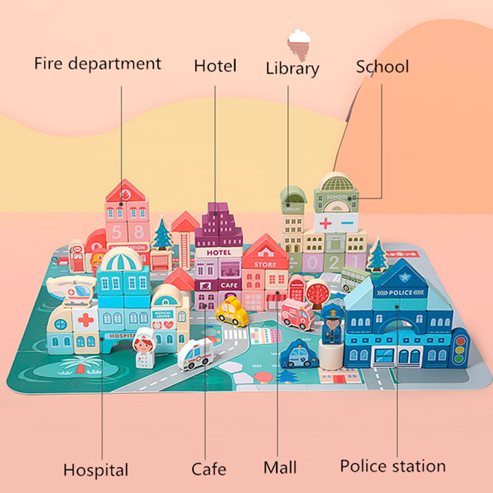 BlockCity, un set di blocchi di diverse forme con una comoda scatola e tappetino da gioco - Image 8