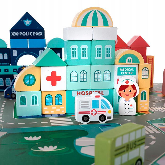 BlockCity, un set di blocchi di diverse forme con una comoda scatola e tappetino da gioco - Image 9