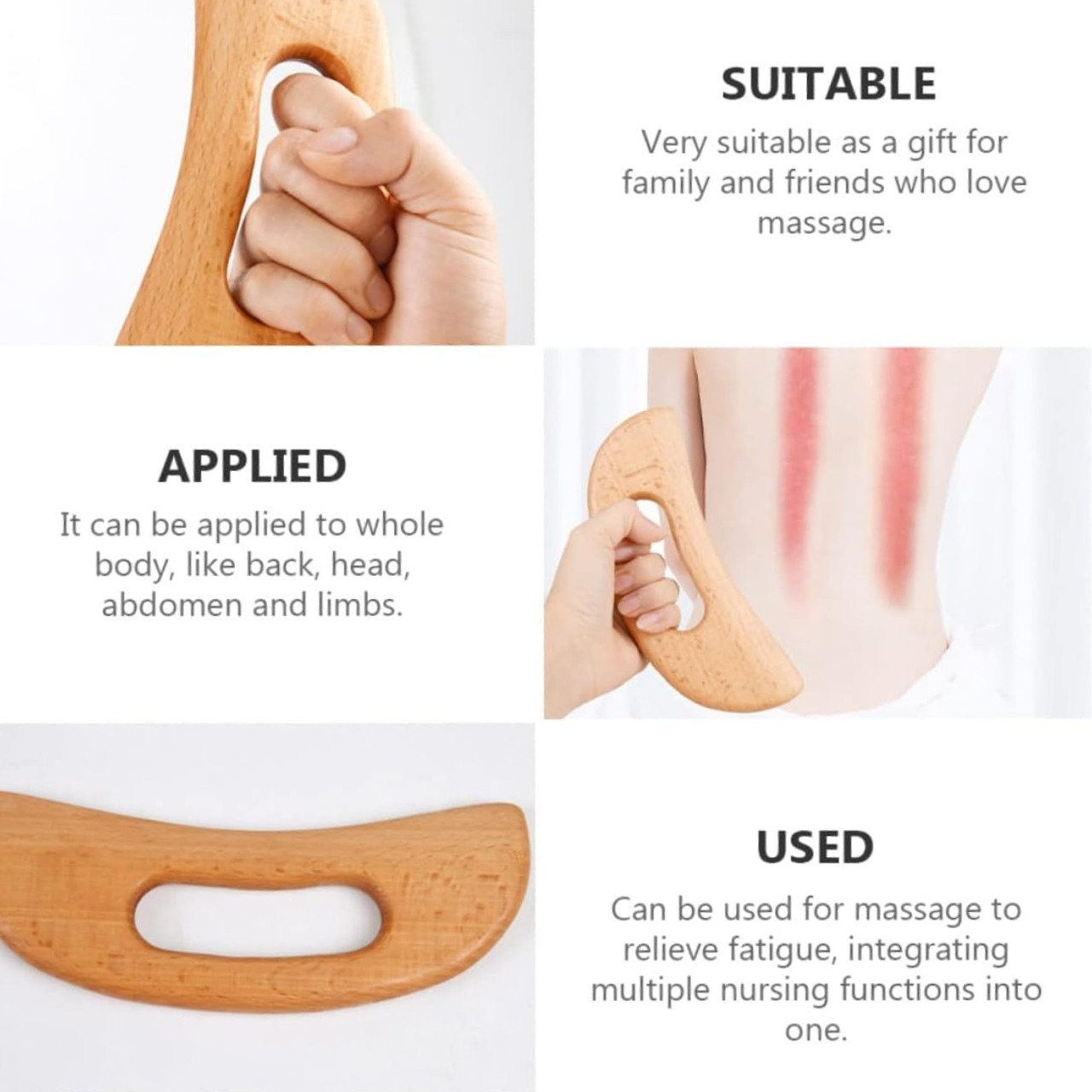 La tavola di legno è sostenibile, priva di sostanze chimiche ed è ideale per uso domestico o professionale nella tecnica Gua Sha, drenaggio linfatico o massaggio anti-stress.