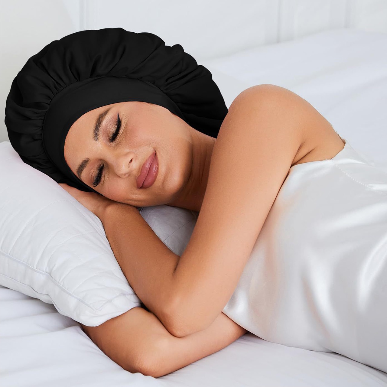 Bonnet, cuffia da notte in satin per capelli - Image 2