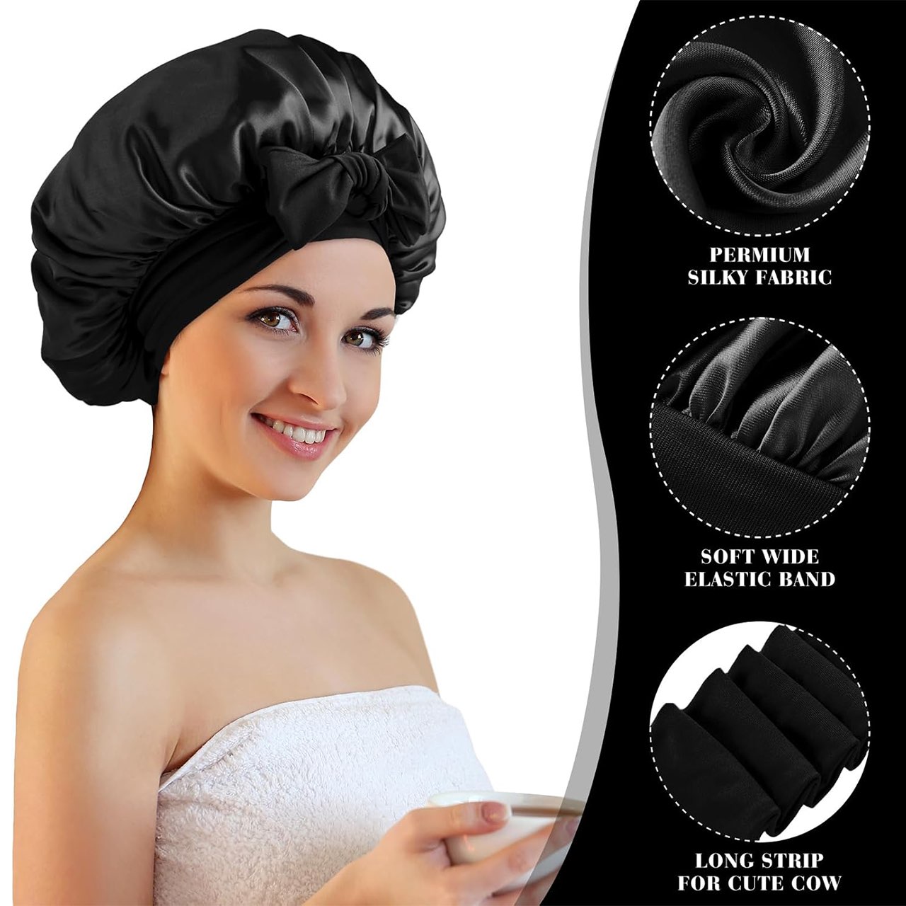 Bonnet, cuffia da notte in satin per capelli - Image 4