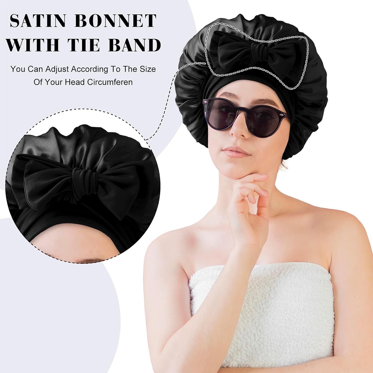 Bonnet, cuffia da notte in satin per capelli - Image 6