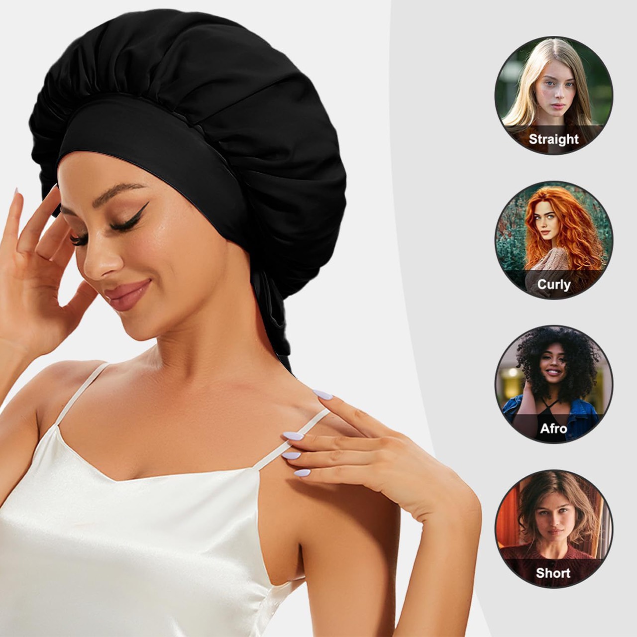 Bonnet, cuffia da notte in satin per capelli - Image 7