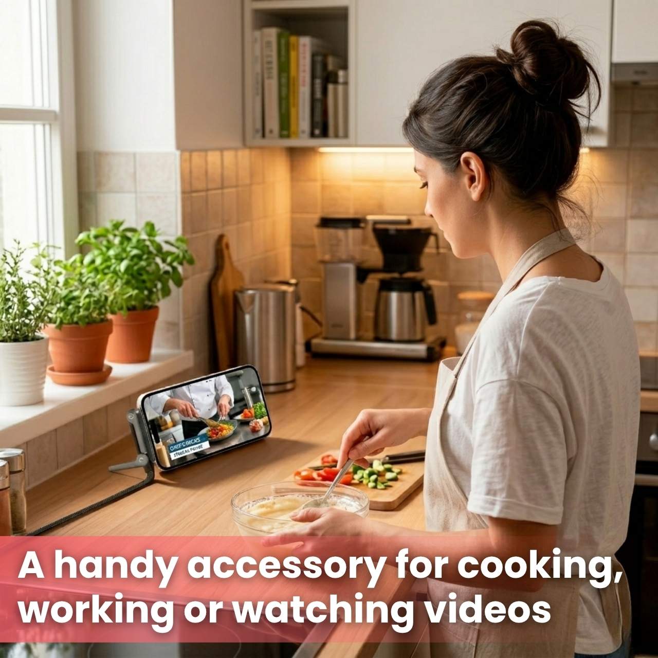 Un accessorio pratico per cucinare, lavorare o guardare video