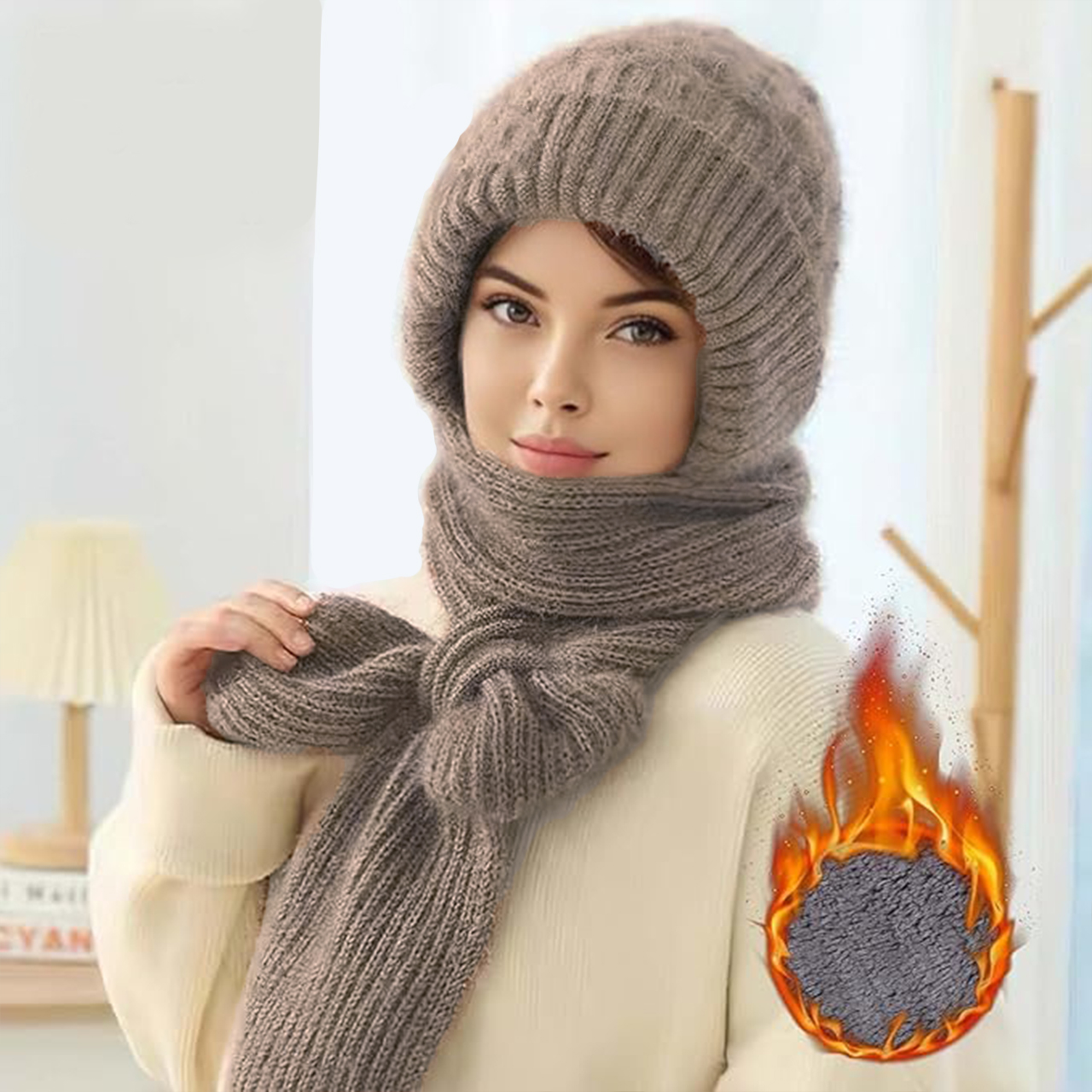 CapScarf, cappello invernale da donna con sciarpa cucita - Image 3