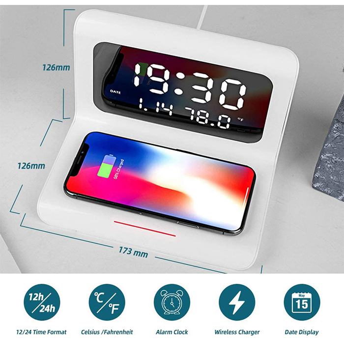 DigitalStation – caricatore wireless con sveglia, calendario e termometro - Image 4