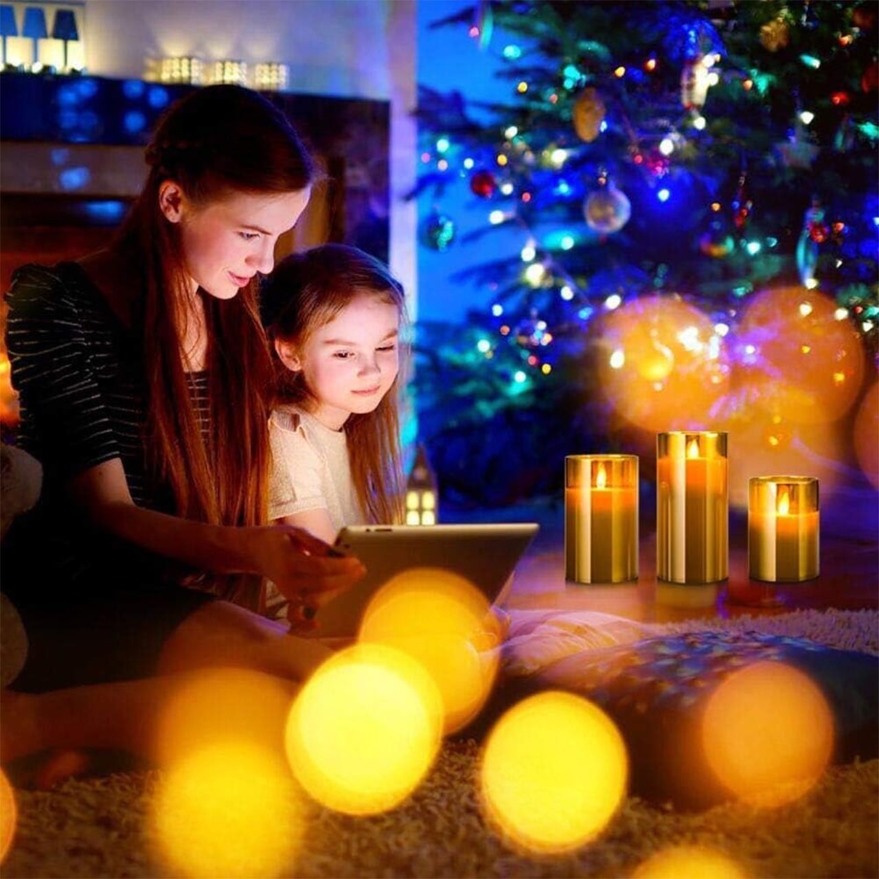 Candele dorate con fiamme gialle calde creano un'atmosfera meravigliosa!