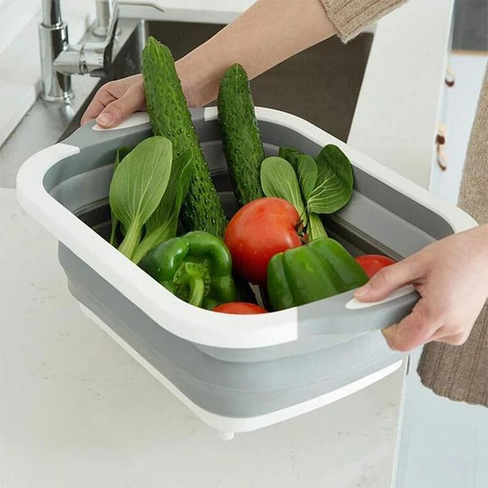 FoldableStrainer,, scolapasta multifunzione, contenitore e tagliere tutto in uno - Image 2