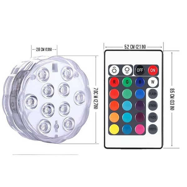 GlowWaterLights, 4 luci LED impermeabili con telecomando. - Image 10
