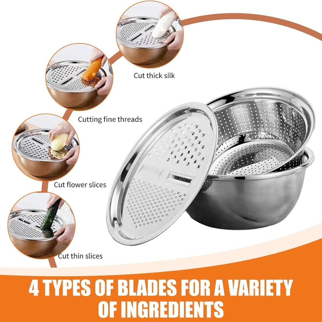 GraterBowl, raschietto da cucina multiuso 8-in-1 con ciotola - Image 5