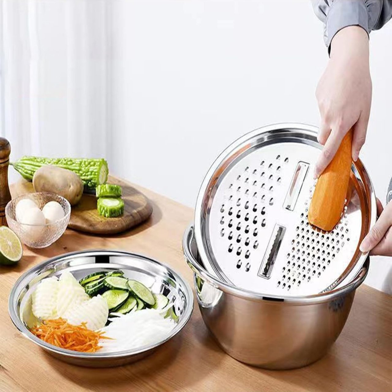 GraterBowl, raschietto da cucina multiuso 8-in-1 con ciotola - Image 8