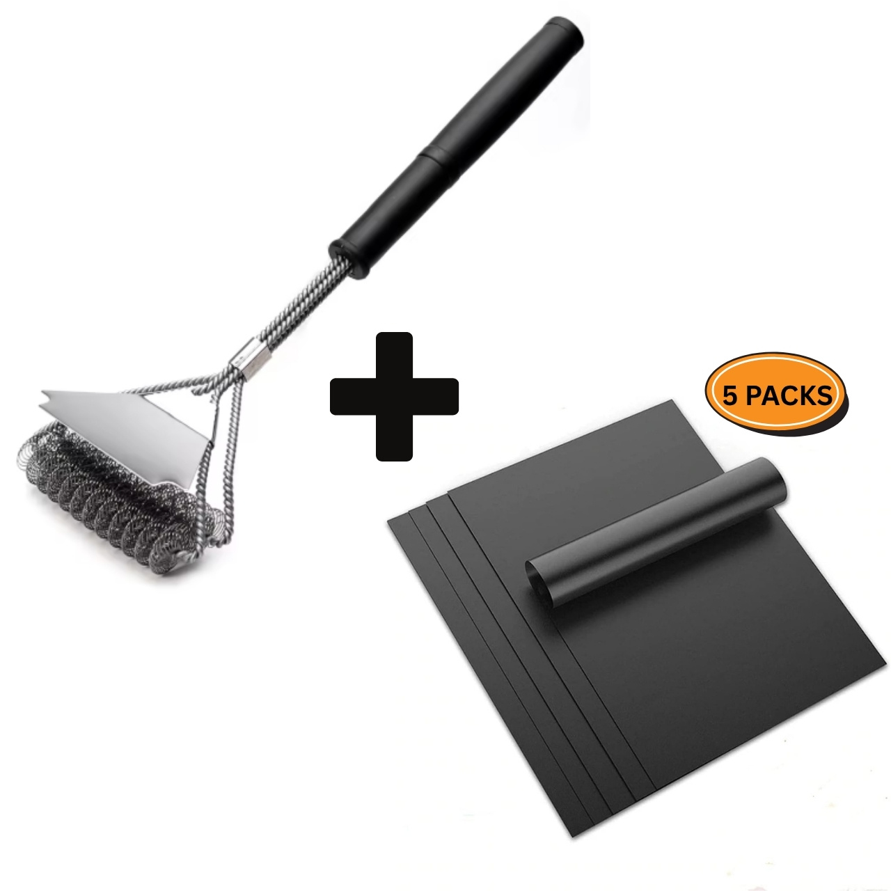 GrillBundle, set di tappetini per griglia (5 pezzi) e spazzola per la pulizia della griglia - Image 4