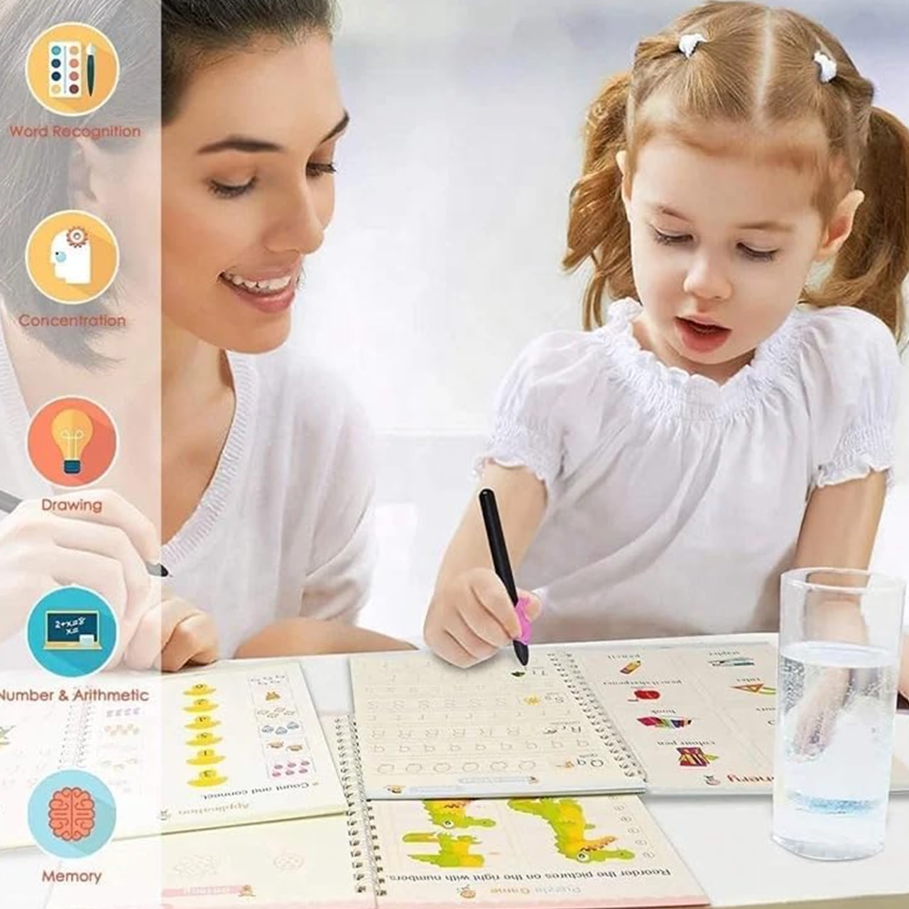 KidsBundle, tablet pen LED e 4 quaderni magici per imparare a scrivere e disegnare - Image 9
