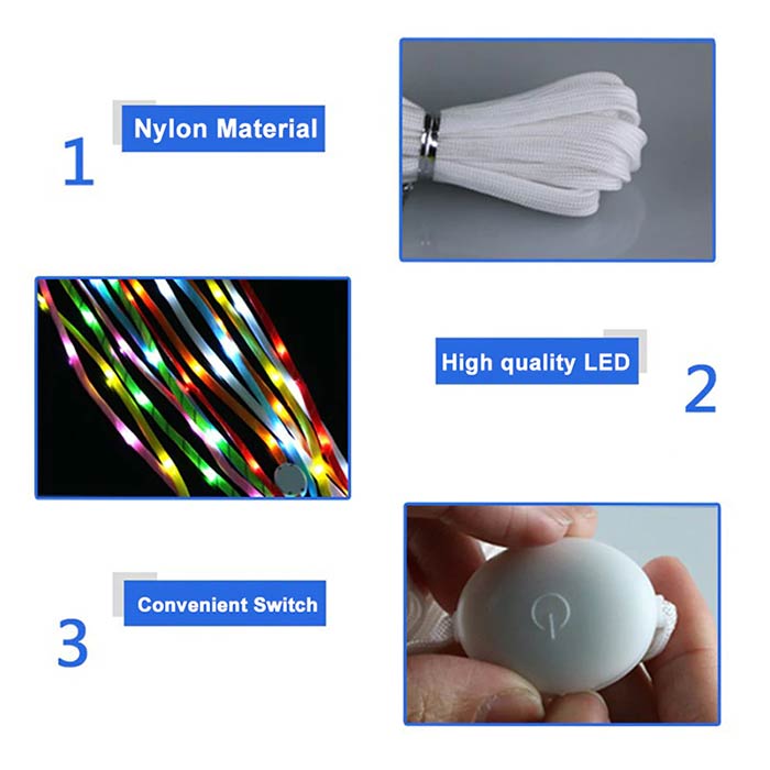 LedLaces, stringhe luminose - bianche con led colorati - Image 10