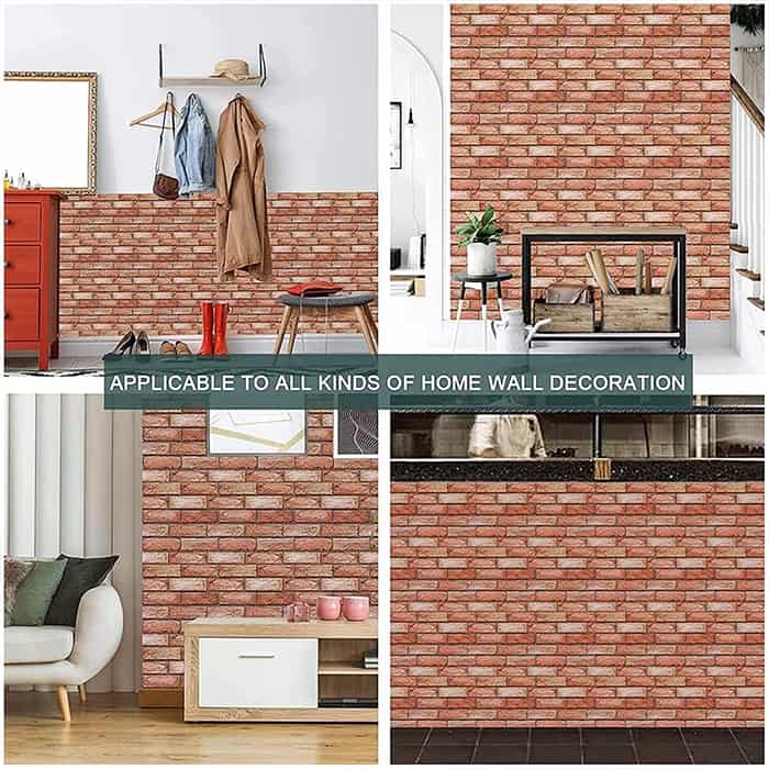 NewYorkWall, adesivi murali tridimensionali con effetto mattone arancione (10 pz.) - Image 7