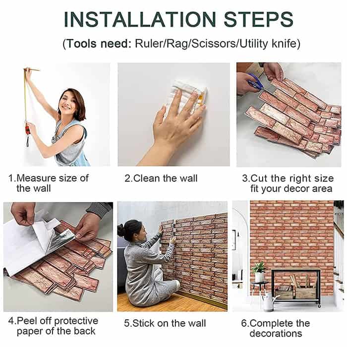 NewYorkWall, adesivi murali tridimensionali con effetto mattone arancione (10 pz.) - Image 10