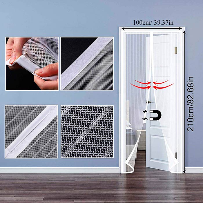 La rete magnetica si adatta perfettamente a tutti i tipi di porte standard (210 x 100 cm)!