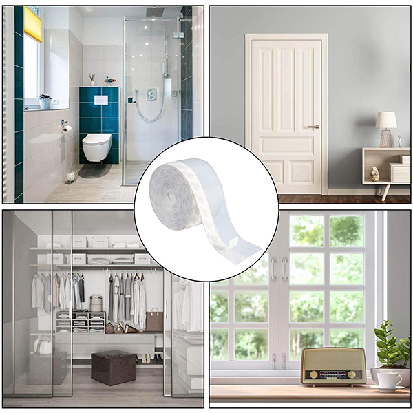 Il nastro è adatto per porte scorrevoli senza telaio, porte in vetro, finestre in plastica e alluminio, ante di armadi, soglie, fondi doccia, in camera da letto e in bagno!