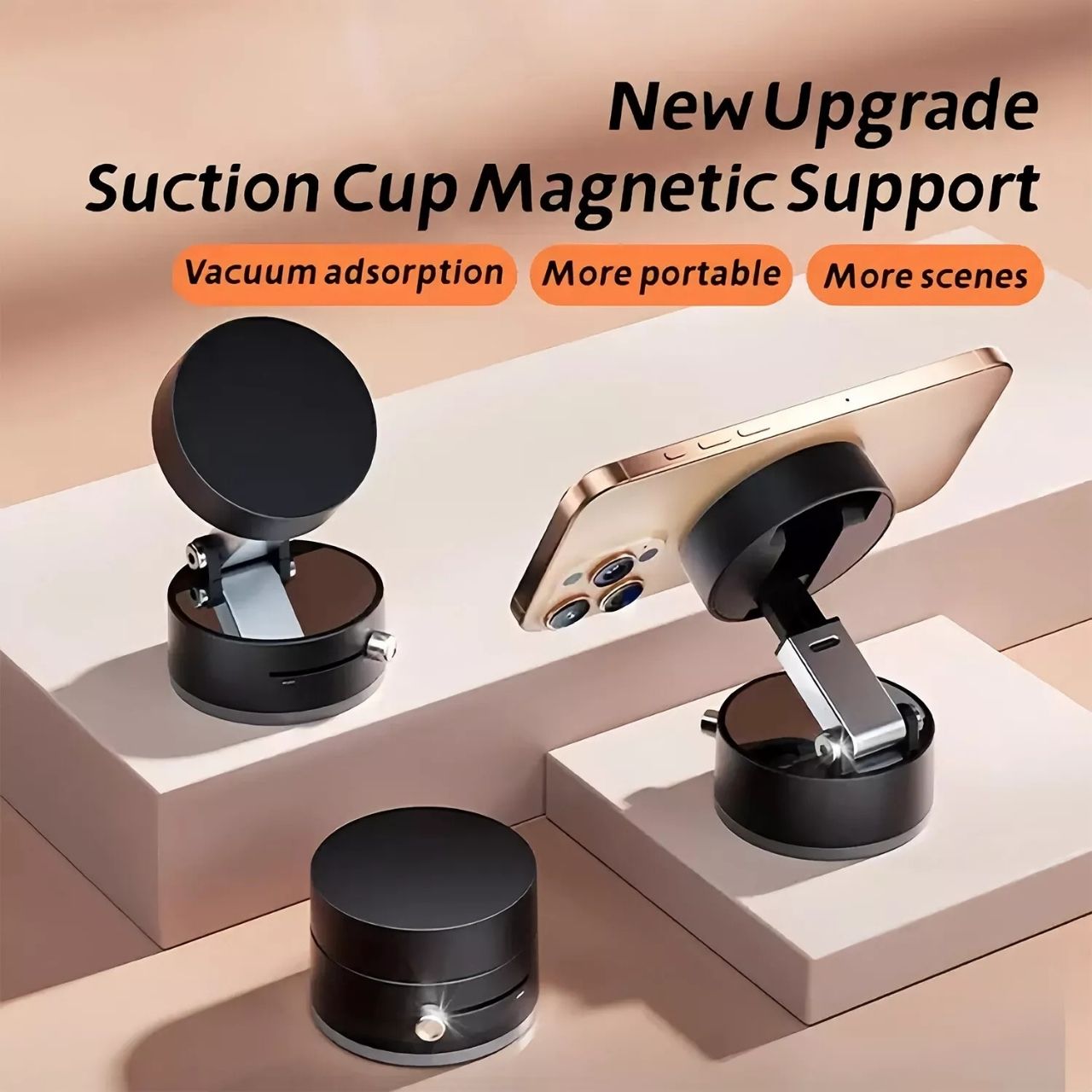RingMag, supporto magnetico per telefono universalmente regolabile con ventosa a vuoto