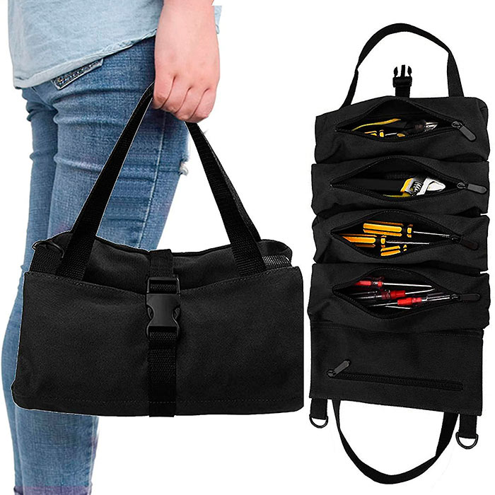 La borsa ha 5 scomparti separati per conservare diversi accessori!