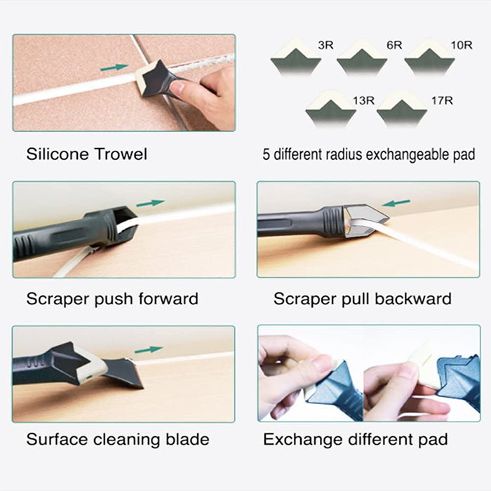 SiliconRemover, strumento 5 in 1 per applicare, levigare e rimuovere il silicone - Image 3