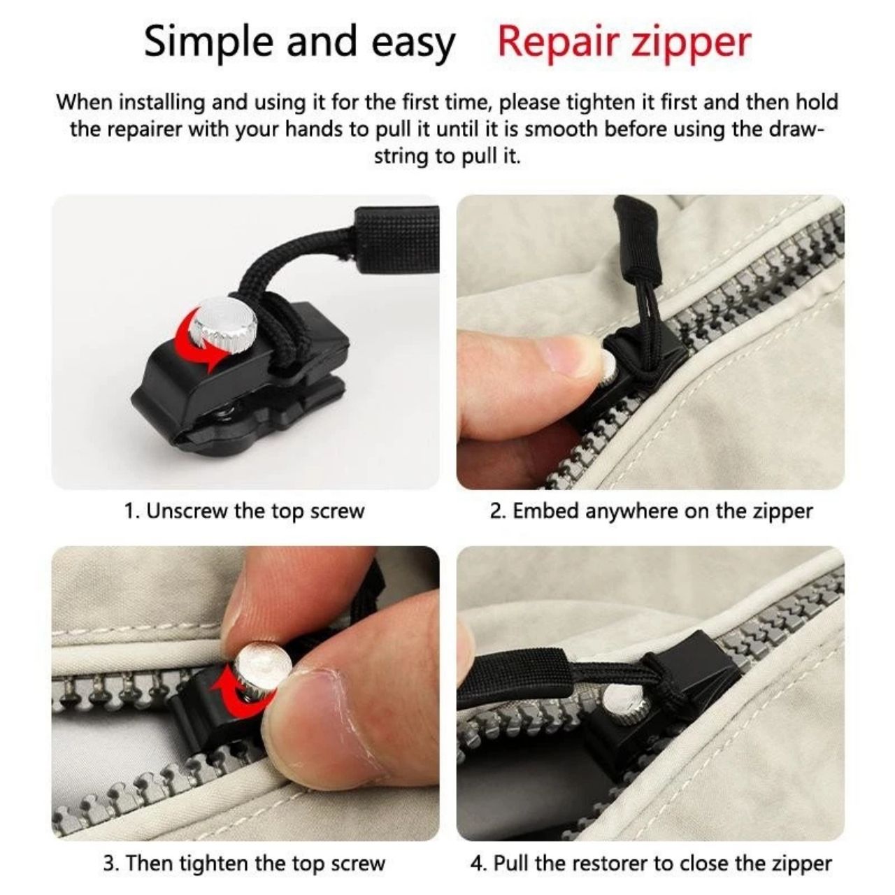 ZipFix, kit di riparazione per cerniere multiuso (12 pezzi) - Image 4